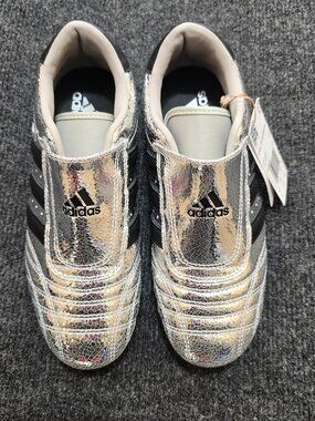 Adidas Taekwondo W Women’s Size 6 Metallic Silver Cracked Leather Sneakers JH966